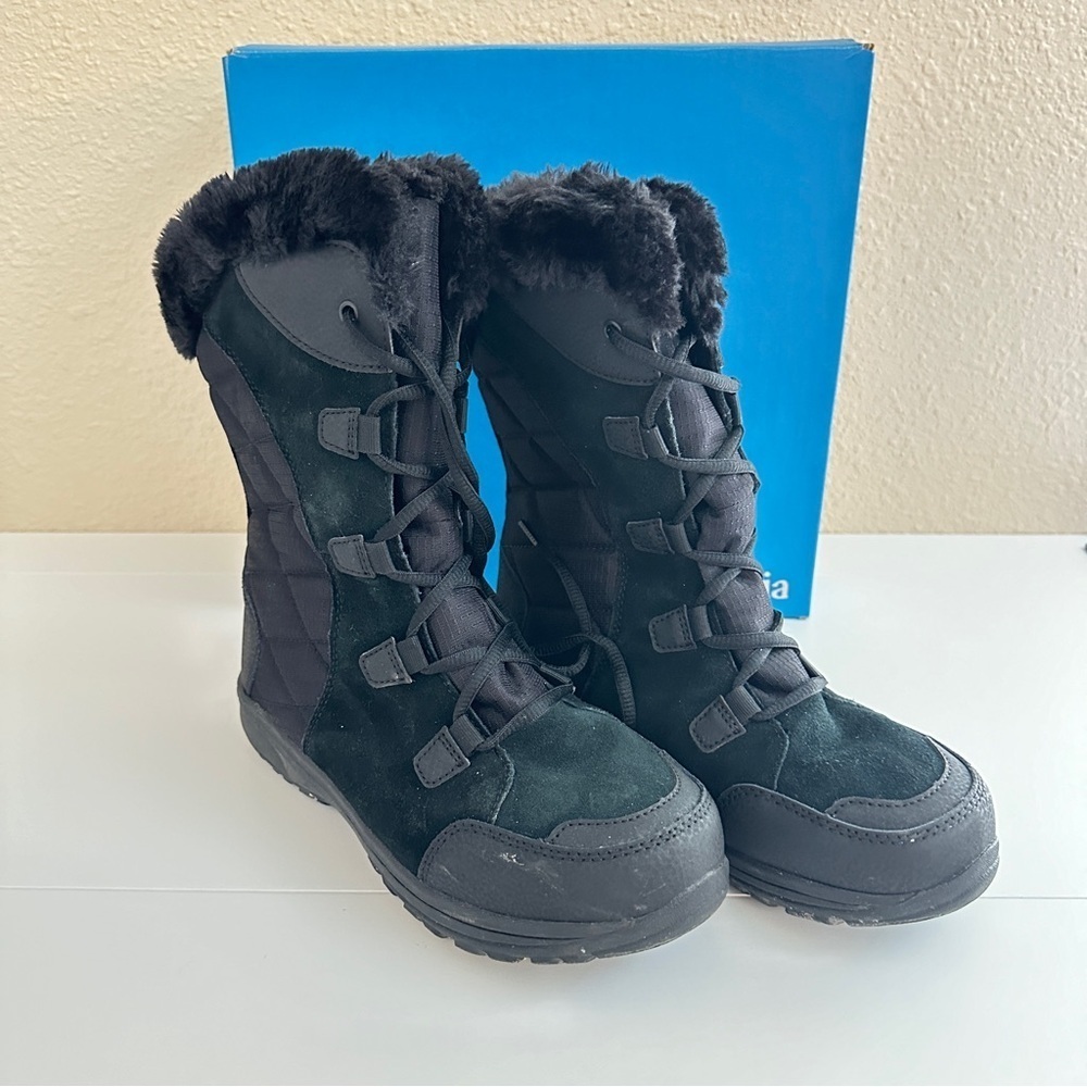 Columbia Women's Lace Up Snow Boots Ice Maiden II in Black with Box sz US 8